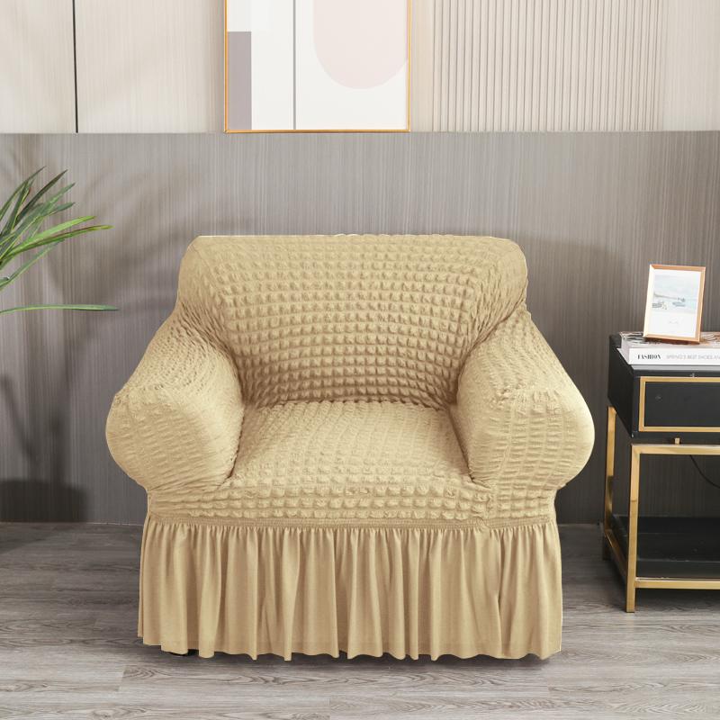 High Elastic Bubble Grid Sofa Cover 1/2/3/4 With Skirt Hem, All Season Universal Pet Anti Dirt Seersucker Sofa Cover