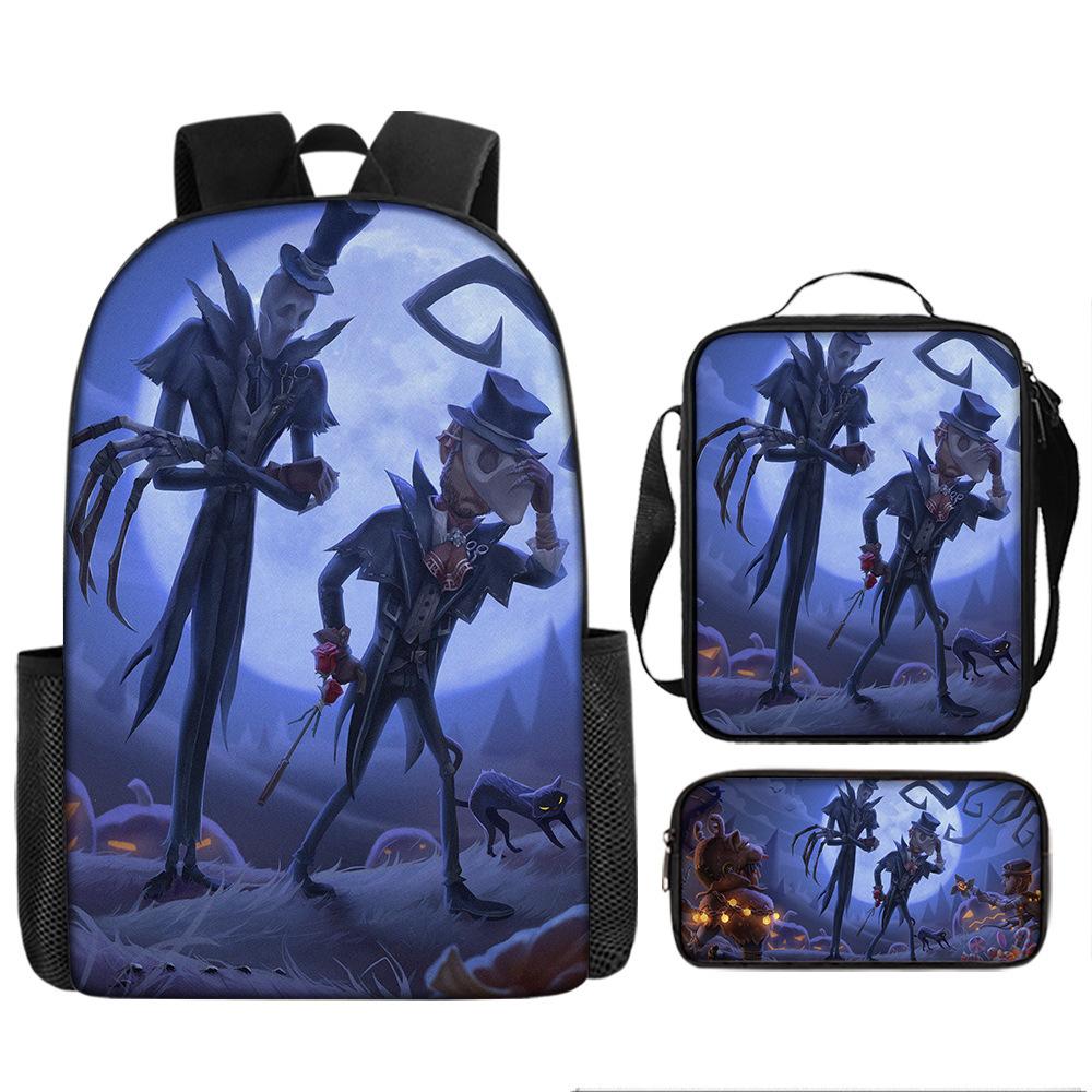 Halloween Backpack Pumpkin Ghost 3-Piece Set Schoolbag Kids Shoulder Bag Cute Bookbag for Boys Girls