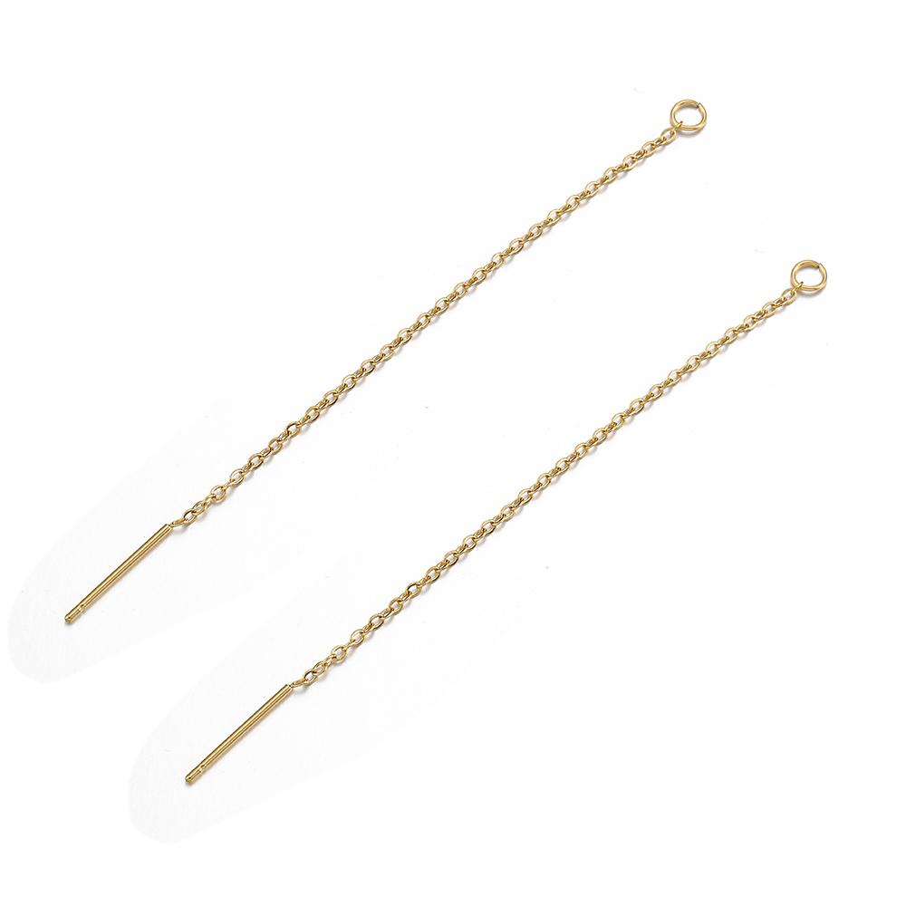 10pcs Gold Color Stainless Steel 6cm 8cm 10cm Long Chain Ear Line Earrings Earwire Women Drop Dangle Earrings Jewelry Making DIY