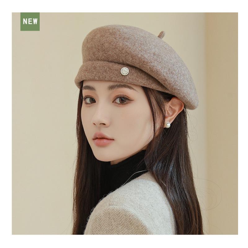 Легкий роскошный шерстяной берет для детей, демонстрирующий их лицо осенью зимой, маленькая модная шляпа художника, ретро-шляпа-бутон
