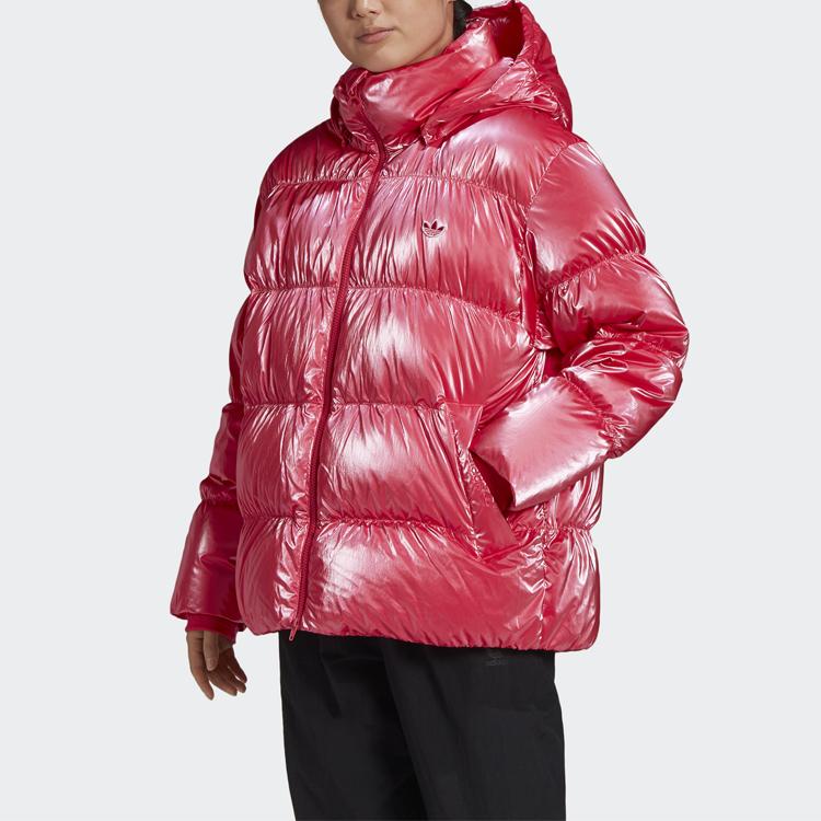 adidas Оригиналы Trefoil Os Пуховик-пуховик Повседневная Свободная С капюшоном Хлебная пуховая куртка Зимняя Женская куртка Энергично-розовый GD2519