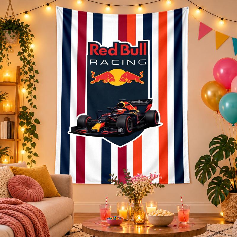 Полиэстеристый настенный гобелен с дизайном Red Bull Racing, Декоративное панно для спальни, гостиной, общежития