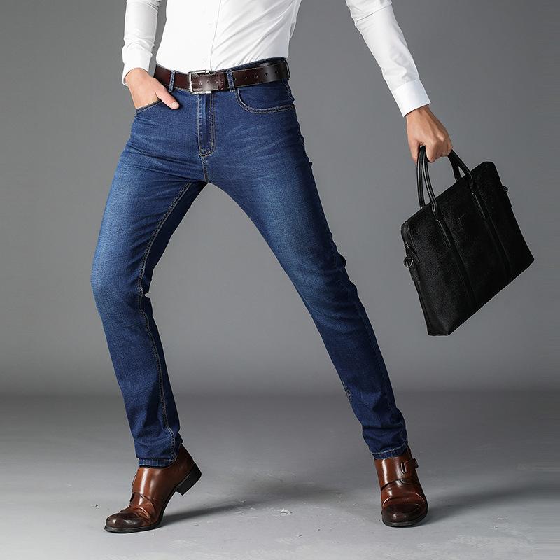 Новые джинсы мужские свободные прямые летние тонкие срезы мужских брюк летние эластичные узкие длинные брюки Tide