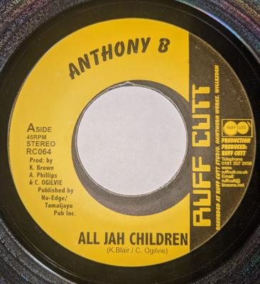 7-дюймовая пластинка ANTHONY B All Jah Children RC064 Ruff Cutt UK Reggae Ska Dub Б/у
