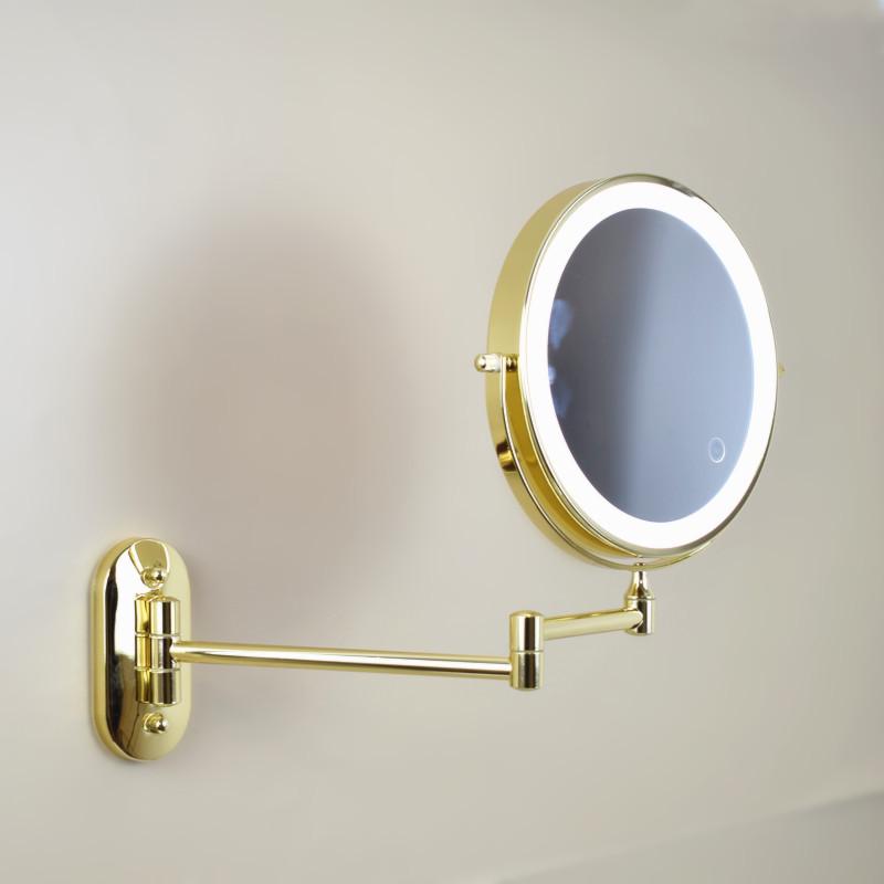 8-Inch Double-Sided LED Makeup Mirror: Wall-Mounted, Folding, Retractable, Lighted, Magnifying, Rechargeable Bathroom Vanity Mirror.