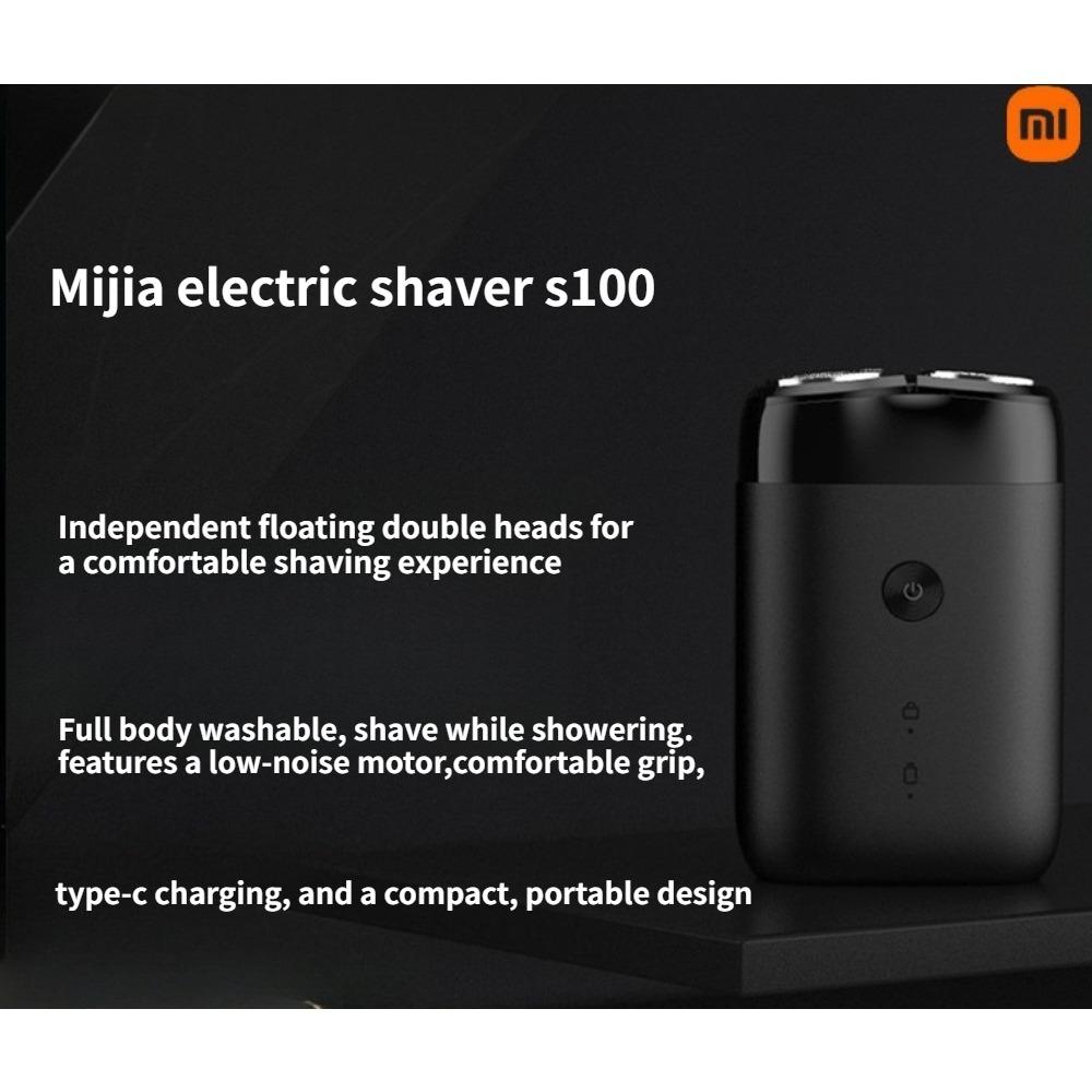 Xiaomi Электробритва Mijia S100, водонепроницаемость IPX7, двойные плавающие головки, зарядка Type-C, портативная мужская бритва