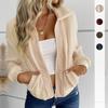TikTok Winter Lamb Fleece Jacket Women Long Sleeve Open Front Cardigan Casual Coat