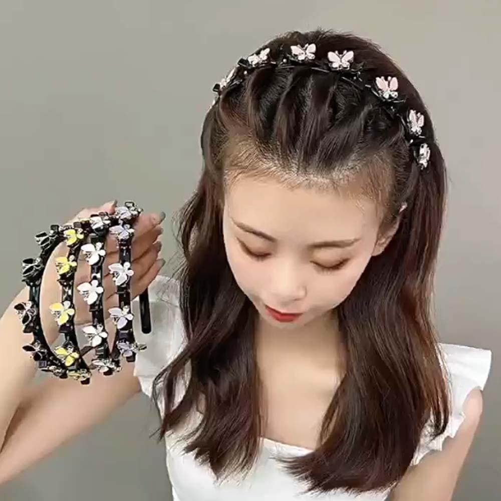 Shiny Women Butterfly Hair Hoop Sweet Rhinestone Bangs Clip Headband Twinkle Hairband Daily