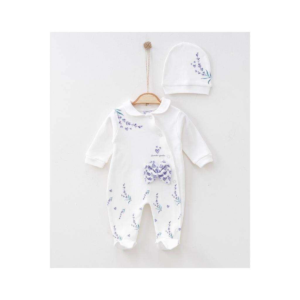 Комплект комбинезонов с шапочкой из 100 % хлопка для маленьких девочек Lavender Garden, бежевый