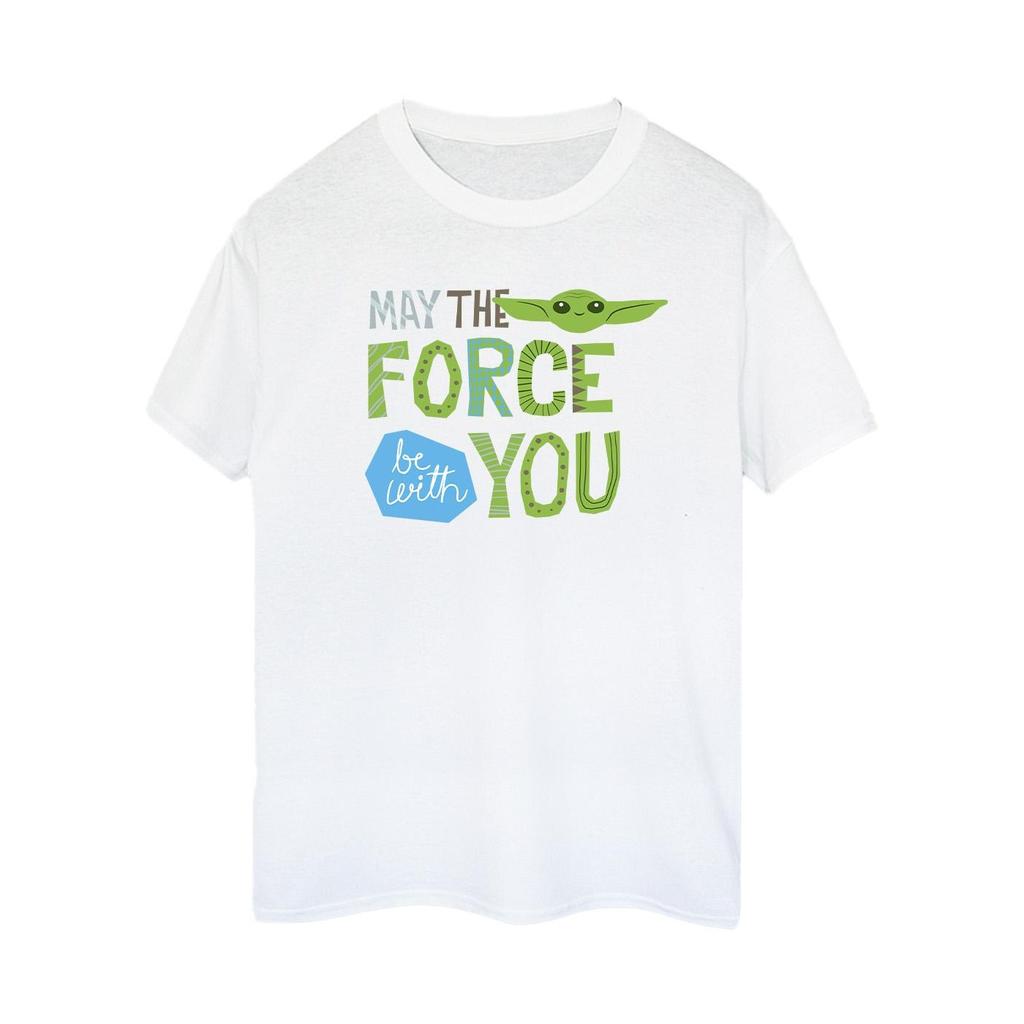 STAR WARS Womens/Ladies The Mandalorian May The Force Be With You Cotton Boyfriend T-Shirt