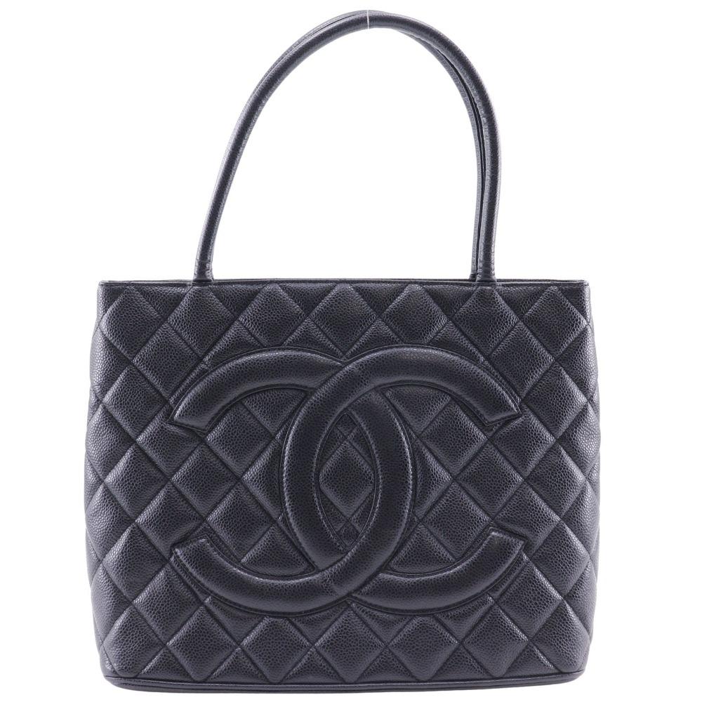 CHANEL Medallion Tote Tote Bag black/SilverHardware Caviar skin Women Used