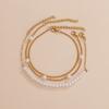 Bohemian beach seaside, pearl multi-layer metal anklet personalized women's anklet 3-piece set