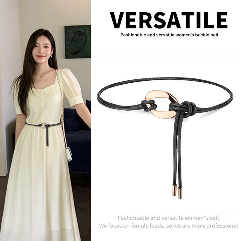 DIY Тонкий пояс-веревка с металлической пряжкой Тонкий ремень Модный плетеный пояс Для юбок Платьев Топов Одежды