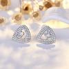 Popular Stud Earrings Sterling Silver High-end Triangle Full-inlaid Zircon Earrings Fashionable Women's Earrings