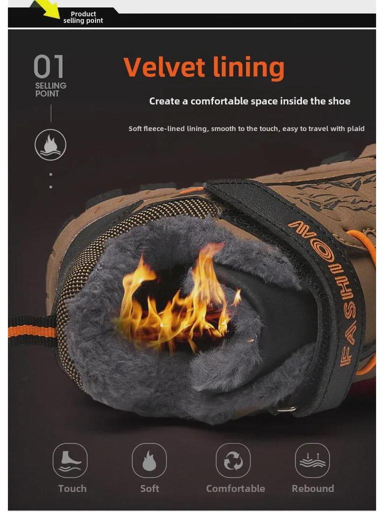 Зимние ботинки для мальчиков и подростков - 4 цвета, большие, с хлопковой подкладкой