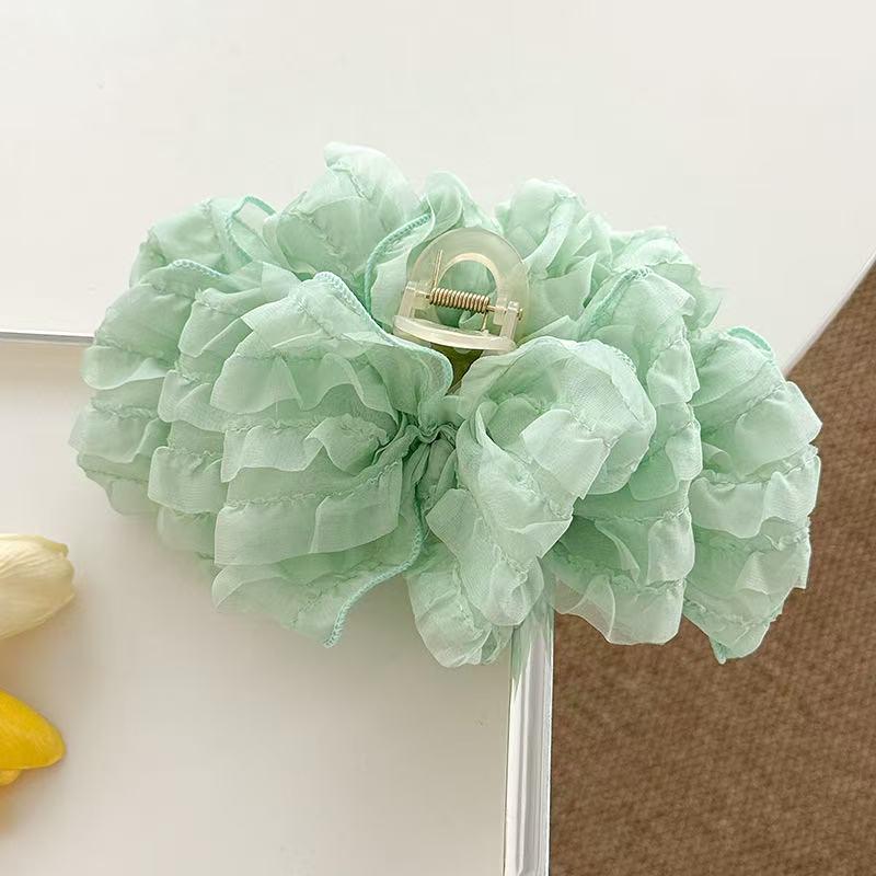 2025 Fluffy Embroidery Bow Knot Claw Clip - Fairy Style Hair Volume Accessory