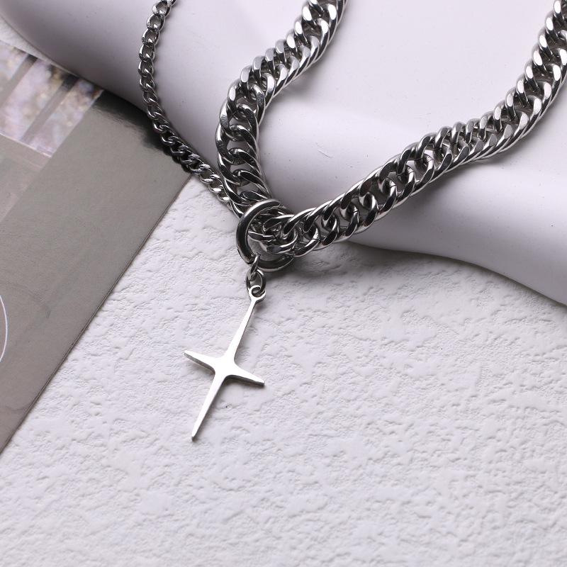 Ожерелье с кубинской цепочкой Cross Star для мужчин и женщин в стиле хип-хоп, украшение на ключицу в стиле холодности