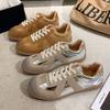 Обувь ручной работы в стиле кампус~ серебристые немецкие тренировочные туфли женские 2025 новые с увеличением внутренней высоты спортивные и повседневные туфли на плоской подошве кеды
