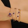Винтажный синий набор из 5 женских браслетов со стразами, многослойный