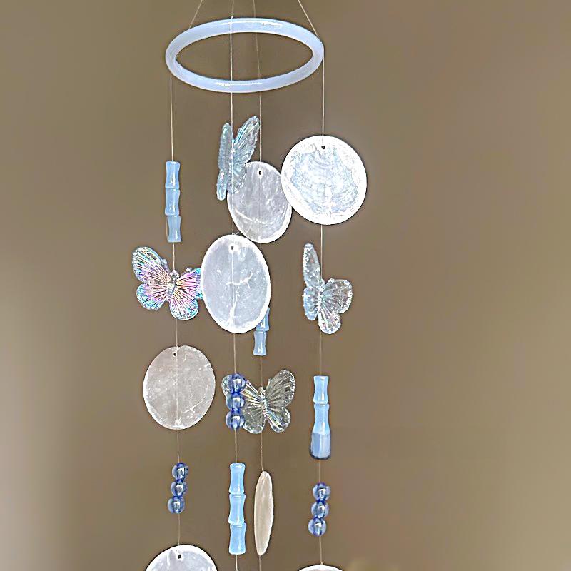 1Kit Handmade Shell Wind Chime Elegant Butterfly Wind Chime Gift Wind Chime Material Pack Photography Props 3 Colors