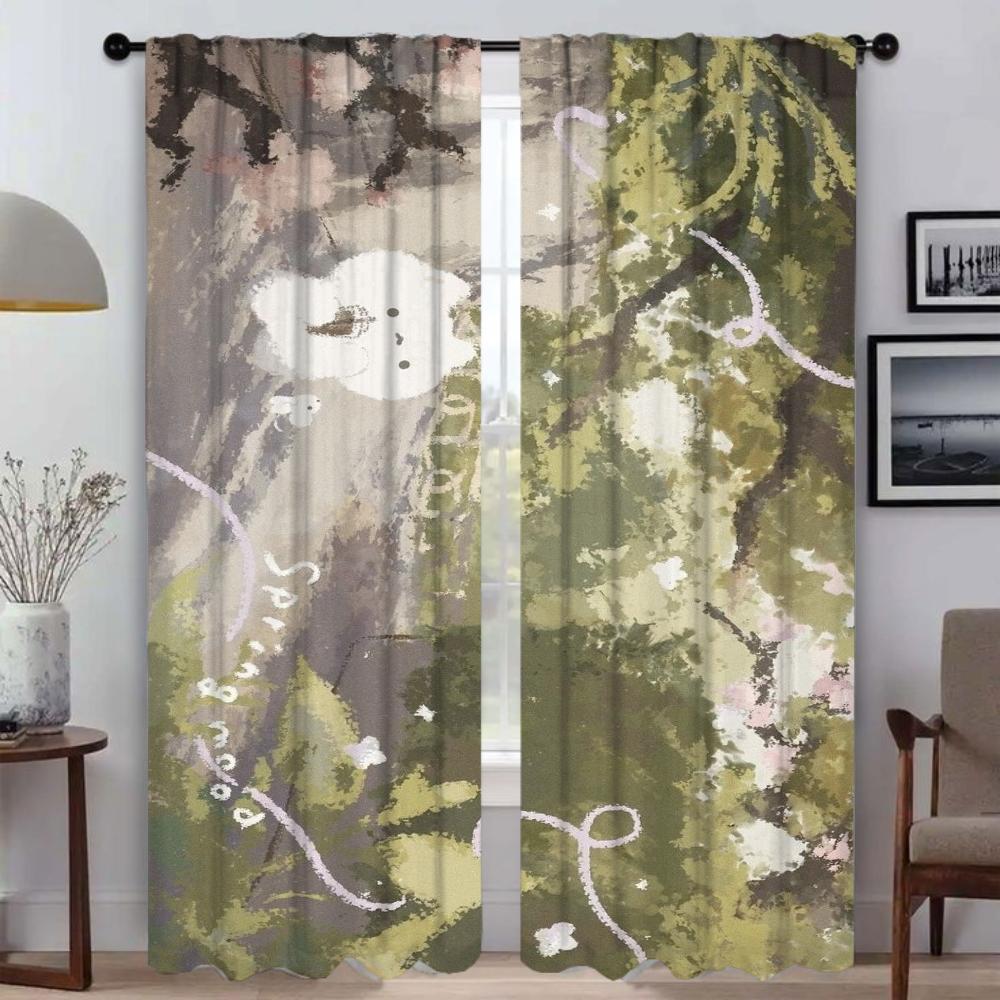 Печать пейзажей, шторы для спальни, шторы для комнаты, 2-панельные шторы для домашнего интерьера, украшения на Хэллоуин, гостиная