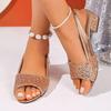 Модная обувь женская 2025 лето новая женские босоножки с открытым носком модные с круглым носком на среднем каблуке с ремешком на пряжке сандалии для больших размеров для повседневной носки