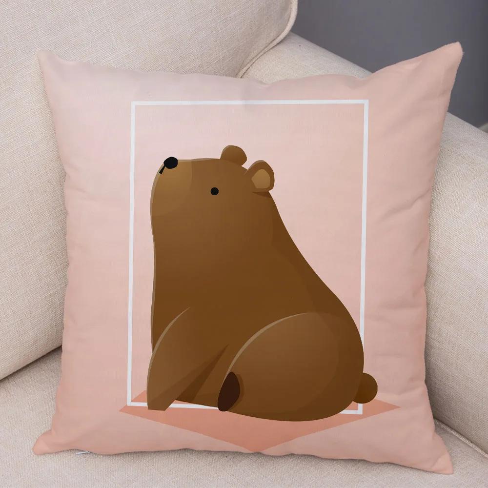 Милый мультяшный животный декор, наволочка, свинья, медведь, корова, акула, диван, наволочка для комнаты, детский сад, дом