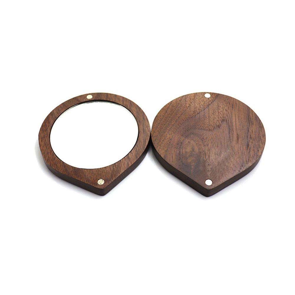 Mini Black Walnut Wood Makeup Mirror Rotatable Foldable Rotating Cosmetic Mirror Round Magnetic Closure Compact Pocket Mirror