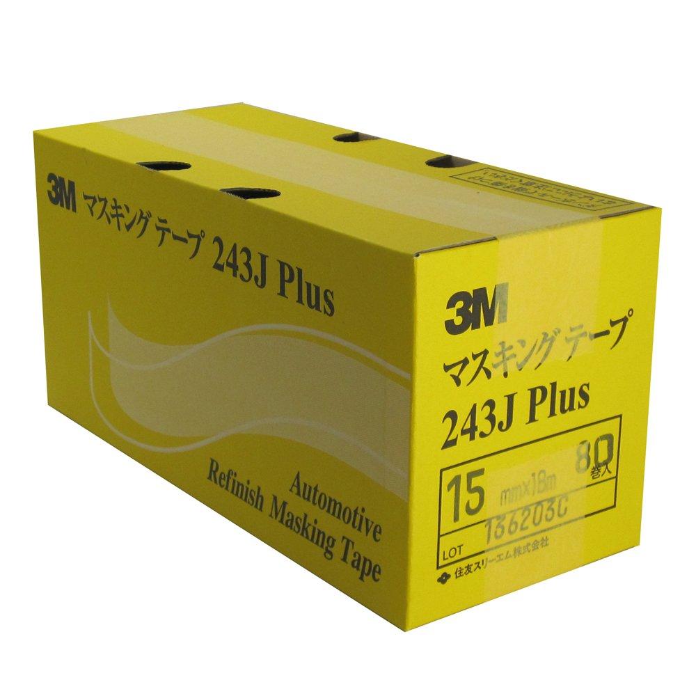 3M No. 243J PLUS Masking Tape, 15mm x 18m, 80 rolls
