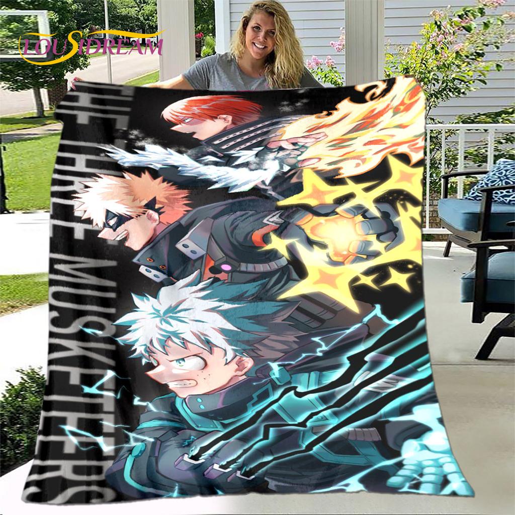 Мягкое плюшевое одеяло My Hero Academia с героями мультфильмов, фланелевое одеяло для гостиной, спальни, кровати, дивана, чехол для пикника