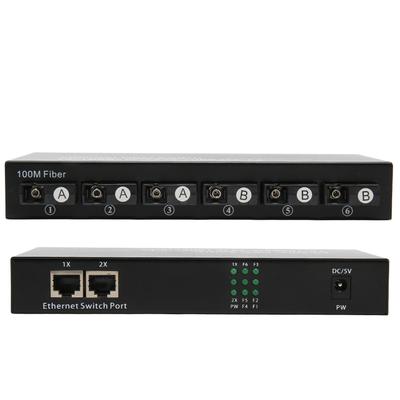 Tx1310nm RX1550nm Ethernet Fiber Switch 6 Оптических Портов 2 Электрических Порта До 25км RJ45 Порт Fiber