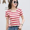Корейская полосатая хлопковая футболка с короткими рукавами женская летняя повседневная нишевая дизайнерская шикарная свободная футболка с вышитым медведем