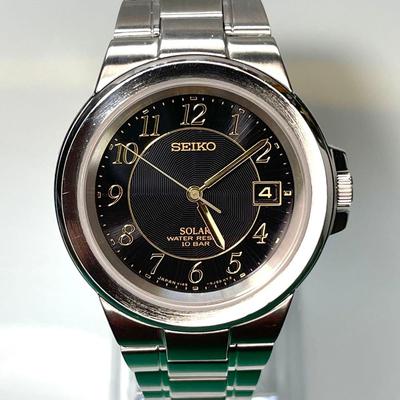 Б/у часы SEIKO SOLAR WATER RESIST 10 BAR Черный циферблат