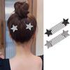 Metal Hair Side Comb Five Pointed Star Slide Bun Holder Rhinestone Hair Comb Hair Grips Barrettes for Women Girl Teen
