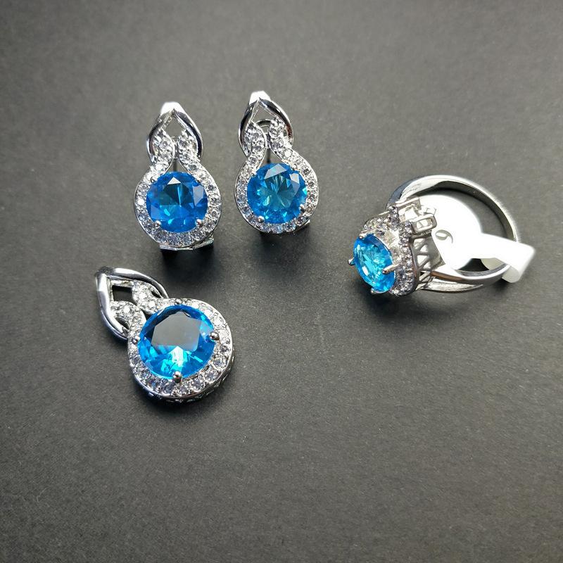 Gourd Necklace Zircon Jewelry Set Luxury Necklace Ring Three-Piece Set Of Earrings Stud Set Mixed Batch Multicolor