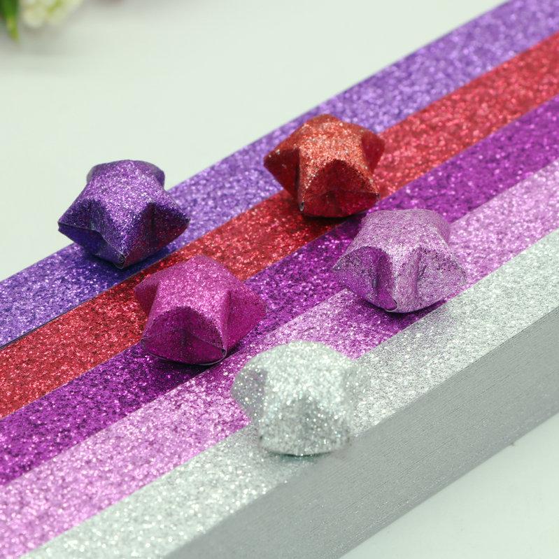 Glitter Origami Wishing Stars: Handmade Five-Pointed Colored Paper for Star Folding with Optional Colors