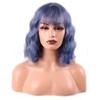MISS WIG Женский парик с короткой волной и челкой, черный парик из синтетического волокна для женщин, повседневная одежда