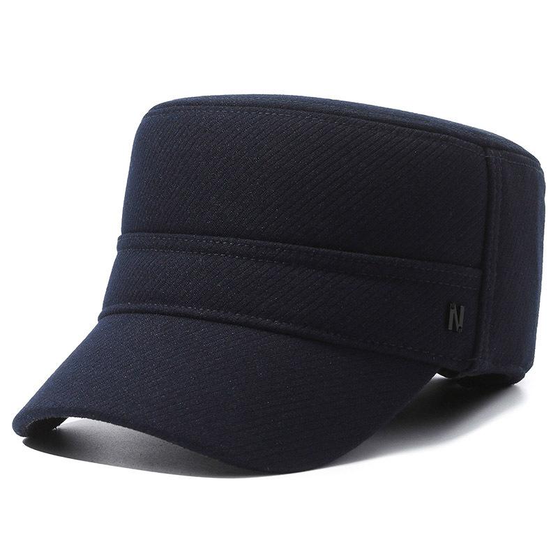 Мужская зимняя плоская кепка, бархатная толстая кепка, шерстяная хлопковая кепка, теплая кепка для защиты ушей для людей среднего и пожилого возраста