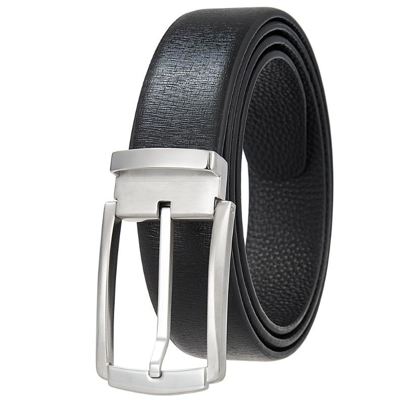 Pin buckle belt, punched belt, men first layer cowhide belt