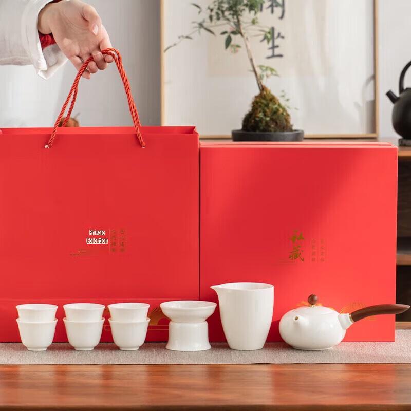 Traditional Mutton-Fat Jade Porcelain Kung Fu Tea Set