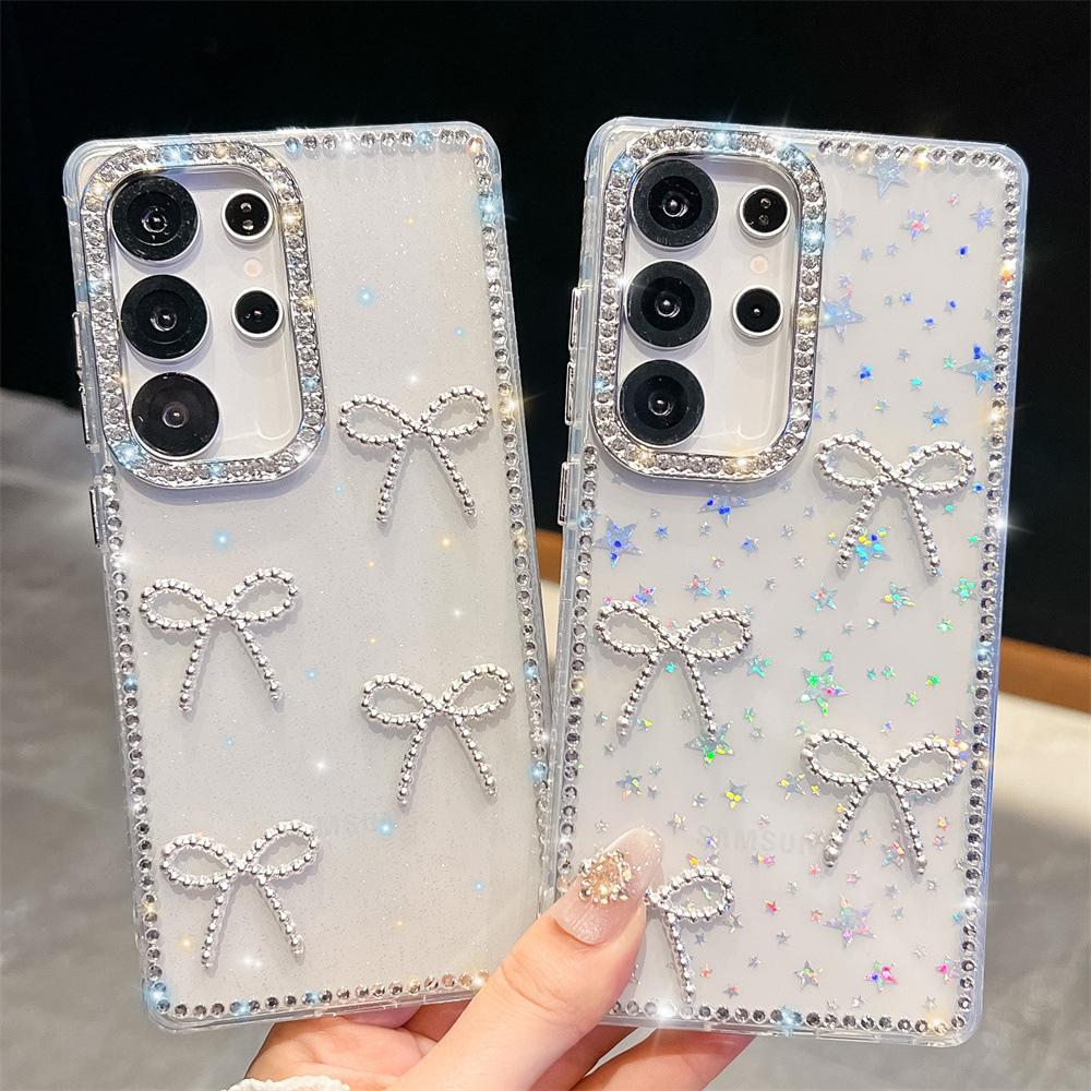 Чехол для мобильного телефона Apple iPhone 11PRO Samsung A11 S11FE/S11 ручной работы со стразами и бриллиантовым бантом