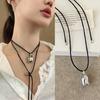 Тюльпан металлический кулон черное ожерелье веревка женская простая высококачественная мода темперамент простая универсальная цепочка на шею свитер цепочка