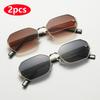 1pcs/2pcs Square Vintage Sunglasses Women Men Brand Designer Retro Metal Rectangle Sun Glasses Female Male Popular Black Eyewear