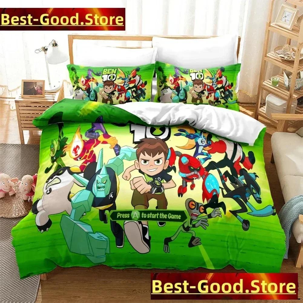 3D Cartoon Ben10 Duvet Cover with Pillow Cover Bedding Set Printed Bed Set With Pillowcase Soft Queen King Size Bedclothes Home