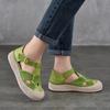 Johnature Round Toe Hollow-out Flat Sandals Genuine Leather Breathable And Comfortable Women's Shoes