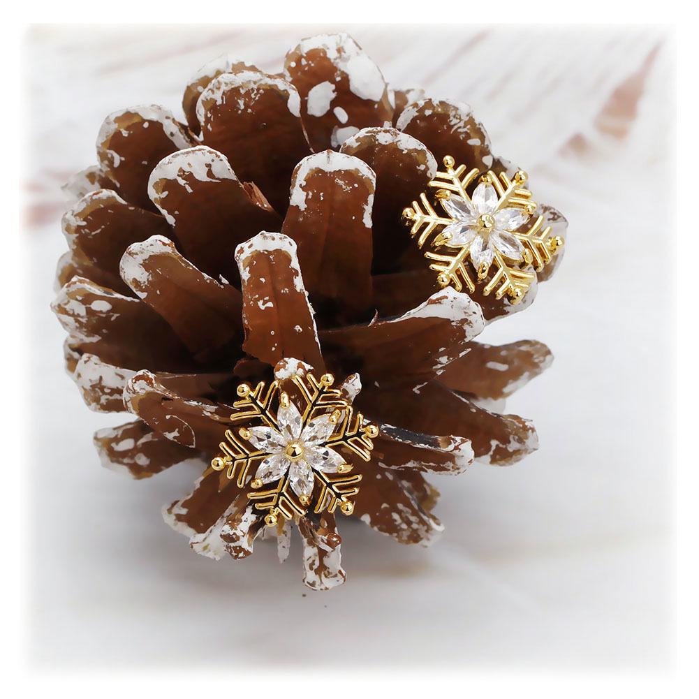 18k Gold-Plated S925 Silver Needle Zircon Snowflake Earrings for Women