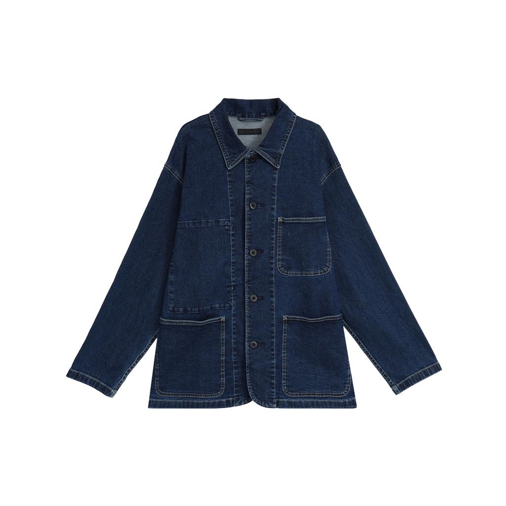Uniqlo Однотонная повседневная джинсовая куртка Унисекс куртки Синий 456744-66