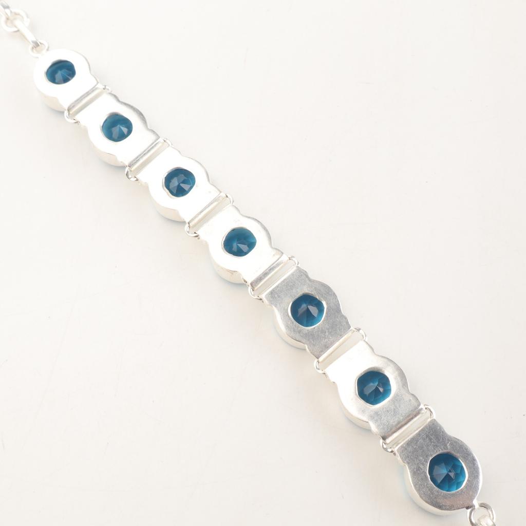 Редкий швейцарский голубой топаз драгоценный камень ручной работы украшения из стерлингового серебра 925 браслет 9" RB-7-6