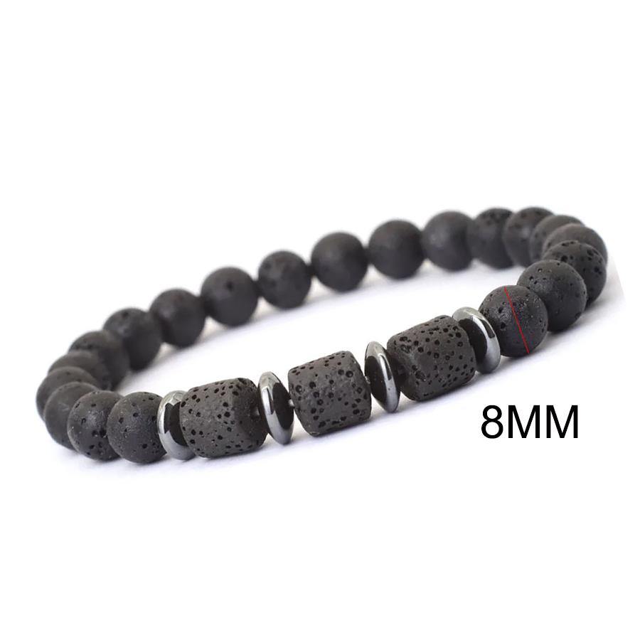 Black Matte Onyx with Cube Lava Bracelet Yoga Balance Energy Stretch Bracelet Men Women Natural Gemstone Healing Jewelry
