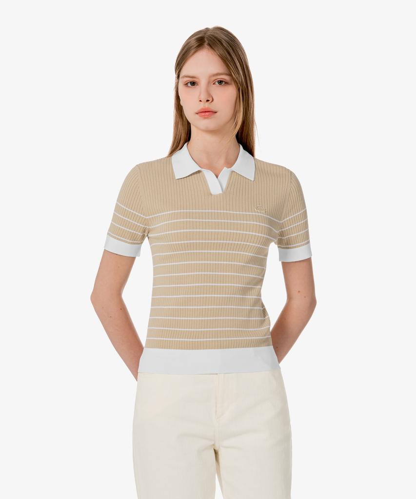 LACOSTE Women'S Textured Striped Polo Sweater Af230E-56G 02S